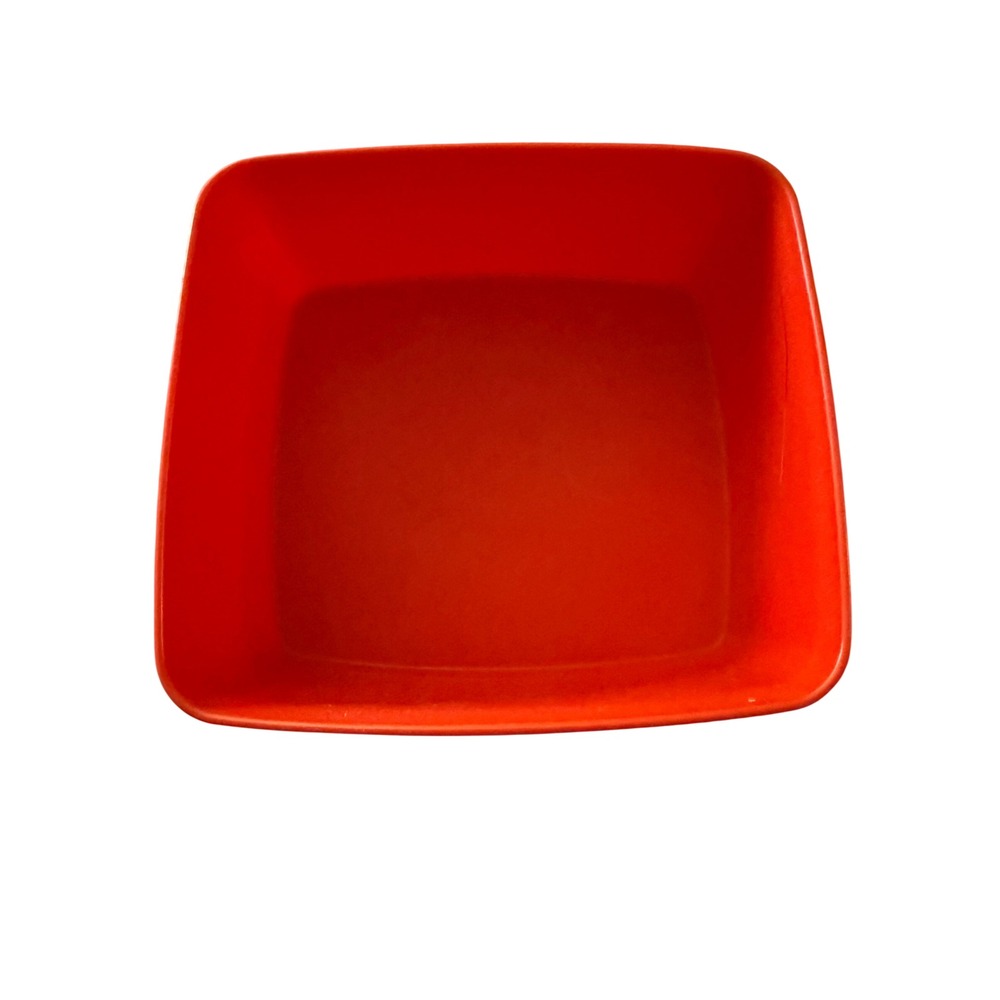 Vintage Tupperware Orange Square Bowl 311-55 Made in USA Retro No Lid